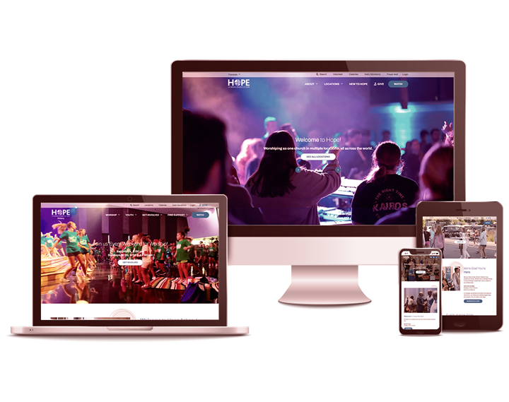 Multisite displayed on different screen sizes