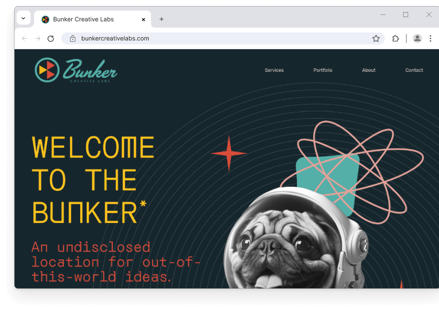Bunker-Hero Bunker home page in browser